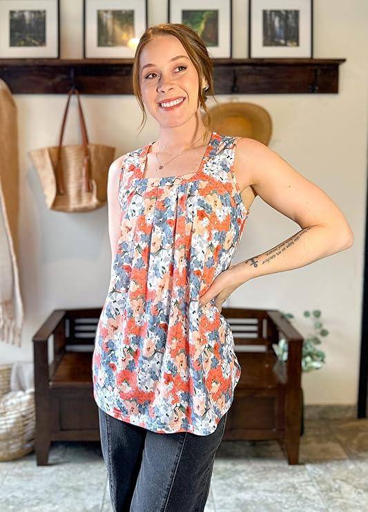 Women’s Pleated Square Neck Tank Top